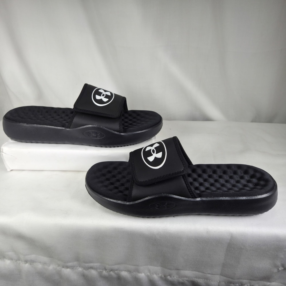 Under Armour Ignite Pro 8 Slide Sandal Mens US 11 Black And White